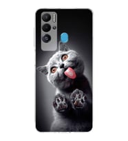PrintiFy Tecno Pova Neo ile Uyumlu Kedi 2 Kamera Korumalı Şeffaf Kılıf