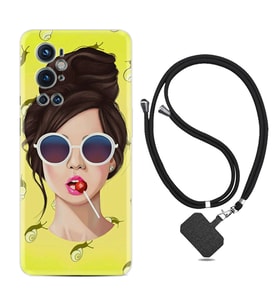 Tecno Spark 9 Pro Kılıf Resimli Boyun Askılı İpli Desenli Silikon Lollipop Woman 1416