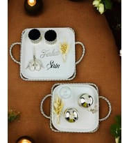 Spark Gümüş Söz Tepsisi ve Damat Kahve Fincanı (Beyaz)