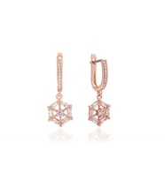 Taşlı Denizci Charm Sallantılı Gümüş Küpe Rose