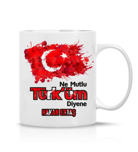 Ne Mutlu Türküm Diyene Temalı Kişiye özel Yazı Alanı Çay Kahve Kupa Bardak Hediye