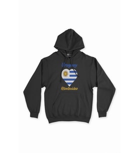 Montevideo Uruguay Bayraklı Kalpli Siyah Sweatshirt Hoodie