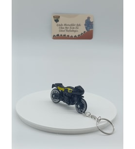 Scrambler Motosiklet Metal Anahtarlık Siyah - Diecast Cafe Racer Motor Figürü