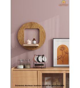 Ahşap Dekoratif Duvar Rafı ( MTS-225 ) (Kahverengi Açık)