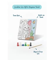 Fiyonklu Tavşan Boyama Tuvali – Şövalesiz Boya Seti 20x20