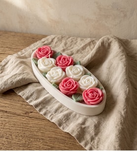 Dekoratif El Yapımı Çiçek Buketi Mum Çiçek Kokulu Soya Wax Mum Hediye Gül Buketi Mum