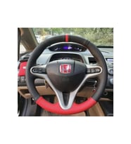 Honda Cıvıc Fd6 Araç Için Kırmızı Yüzüklü Noktalı Deri Araç Simit Direksiyon Kılıfı