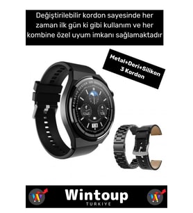 Tüm Akıllı Telefonlarla Uyumlu 3 Kordonlu Akıllı Saat Sesli Görüşme Bildirim Smart Watch