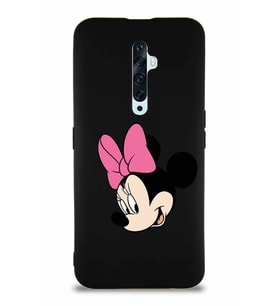 Oppo Reno 2Z Soft Premier Kapak Minnie Mouse-B Tasarımlı Silikon Kılıf - Siyah (Şeffaf)