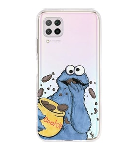 Huawei P40 Lite Uyumlu Susam Sokağı Kurabiye Canavarı Desenli Şeffaf Telefon Kılıfı