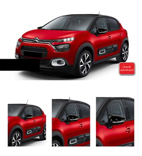 Citroen C3 Batman Yarasa Ayna Kapağı Piano Black 2016 2017 2018 2019 2020 2021