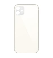Apple iPhone 11 Uyumlu Logolu, Cam Arka Pil Kapağı Lazer Kesim - LENS HARİÇ (Beyaz)