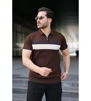 Erkek Örgü Desenli Renkli Kısa Kollu Triko Tişört