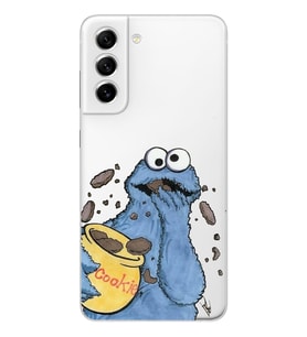 Samsung Galaxy S21 FE Uyumlu Susam Sokağı Kurabiye Canavarı Desenli Şeffaf Telefon Kılıfı