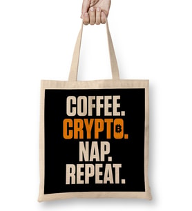 Coffee Crypto Nap Repeat Funny Cryptocurrency Bez Çanta Uzun Saplı