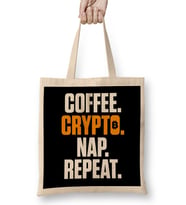 Coffee Crypto Nap Repeat Funny Cryptocurrency Bez Çanta Uzun Saplı