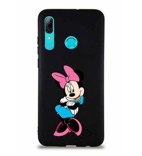 Huawei P Smart 2019 Soft Premier Kapak Minnie Mouse-D Tasarımlı Silikon Kılıf - Siyah (Şeffaf)