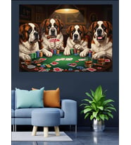 Masada Kart Oynayan Köpekler Dekoratif Kanvas - Mdf Ahşap Tablo