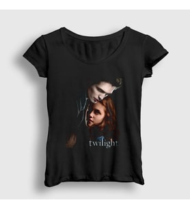 Presmono Kadın Siyah Edward Bella Twilight T-Shirt 311001tt