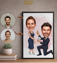 Kişiye Özel Çift Karikatür Çerçeveli Tablo,Kişiye Özel Hediye,Kişiye Özel Tasarım,Sevgililer Günü Hediyesi (Çok Renkli)