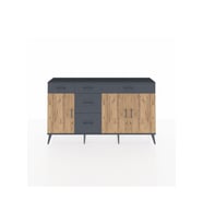 Arges Konsol 2 Raflı 5 Çekmeceli 3 Kapaklı 176x30x99 Antrasit-Çam/Antrasit