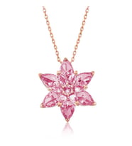 Gümüş Rose Pembe Lotus Çiçeği Kolye