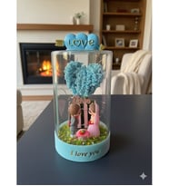 Sevgiliye Özel "I Love You" Temalı Romantik Işıklı Dekoratif KÜRE (Mavi)