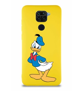 Xiaomi Redmi Note 9 Soft Premier Kapak Donald Duck-D Tasarımlı Silikon Kılıf - Sarı (Şeffaf)