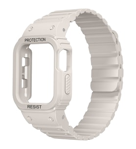 Apple Watch 40mm Kordon Armour Defens Kasa Koruyuculu Silikon Band 142 (Siy.Byz.Kareli Dsn.)