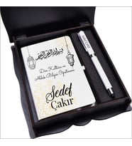 Din Kültürü Öğretmeni Ahşap Kutuda Defter Kalem Seti