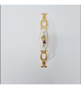 ZÜMRE 128 mm Metal GOLD  Kasa Beyaz  SARI ÇİÇEK Desenli  / 5 ADET