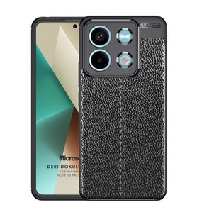 Microsonic Xiaomi Redmi Note 13 5G Kılıf Deri Dokulu Silikon Siyah