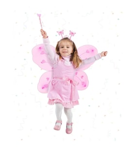 Mey İthalat® Pembe Kız Seti – 50 cm Kanadı, Taç ve Asa