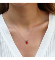 Doğaltaşlı Damla Rose Gold Gümüş Kolye