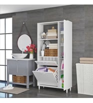 İLKİN Kirli Çamaşır Sepetli Banyo Dolabı, Çok Amaçlı Sepetli Banyo Dolabı, Kirli Çamaşır Sepeti