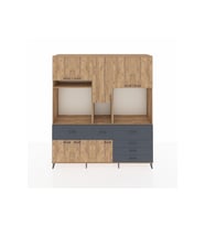 Hyperion Dolap 10 Raflı 6 Çekmeceli 8 Kapaklı 220x44x243 Çam-Çam/Antrasit