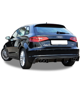 Audi A3 8V S3 HB Difüzör Arka Difizör Parlak Siyah Plastik 2012-2016