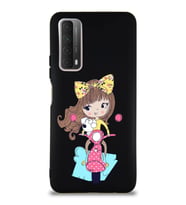 Huawei P Smart 2021 Soft Premier Kapak Vespagirl Tasarımlı Silikon Kılıf - Siyah (Şeffaf)