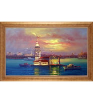 Çerçeveli Paspartulu Manzara Tablo ah933 (Gold)