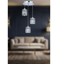 Cristora Kristal Taşlı Sarkıt Avize - Modern Şık Taşlı Avize (Krom)