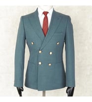 Jan Carlucci Yazlık Kruvaze -Yarım Astar- Metal Düğme Slimfit Drop 6 Ceket- Küf Yeşili
