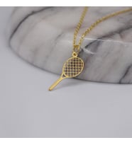 Kişiye Özel 925 Ayar Gümüş Minimalist Tenis Raketi Kolye (Gold)