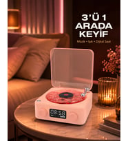 Gece Lambası Stereo Bluetooth Hoparlör Dijital Saat Su Dalgası Efektli 3-ü-1 Cihaz