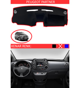 Peugeot Partner İçin Uygun Torpido Koruma Halısı Siyah Kenar Renk Kırmızı