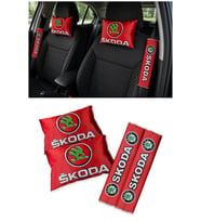 Skoda Araçlar İçin Seyahat Boyun Yastığı & Emniyet Kemer Kılıfı - Dijital Baskılı İkili Konfor Seti