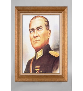 Altın Varaklı Paspartulu Çerçeveli Atatürk Tablo nt583