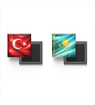 Buzdolap Magnetleri - Kazakistan Bayrağı ve Türk Bayrağı - 2'li Set Magneti