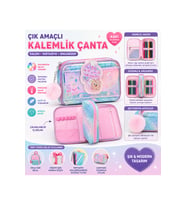 Holografik Kedi Desenli Çok Amaçlı Kalemlik Çanta, Geniş Kapasiteli Organizer