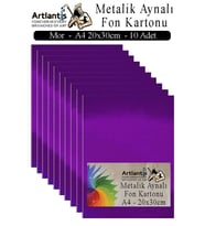 Metalik Aynalı Fon Kartonu 10 lu A4 20X30 cm 1 Paket Okul Sınıf Dekoratif Pırıltılı Folyo Kağıt Dekoratif Anasınıfı Kreş (Mor)