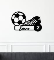 Futbol Topu - Krampon Temalı Kişiye Özel İsimli Tablo (Siyah)